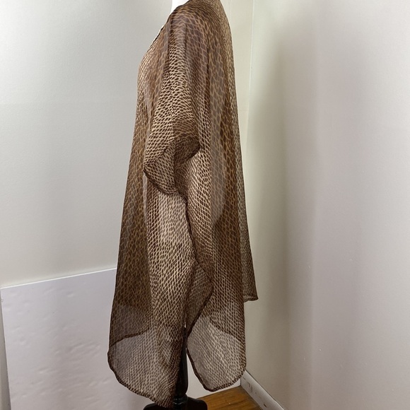 Sheer Shawl Swim Coverup With Beads and Mother of Pearl Embellishments O/S - Picture 4 of 9